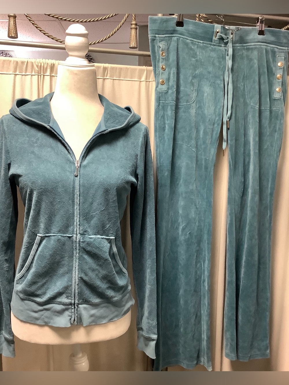 Juicy Couture Y2K Terry Zip Hoodie Velour Pants 32”